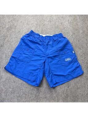 AFTCO Shorts Men 30 Blue Nylon Cargo Elastic 8" M01 Original Fishing b046